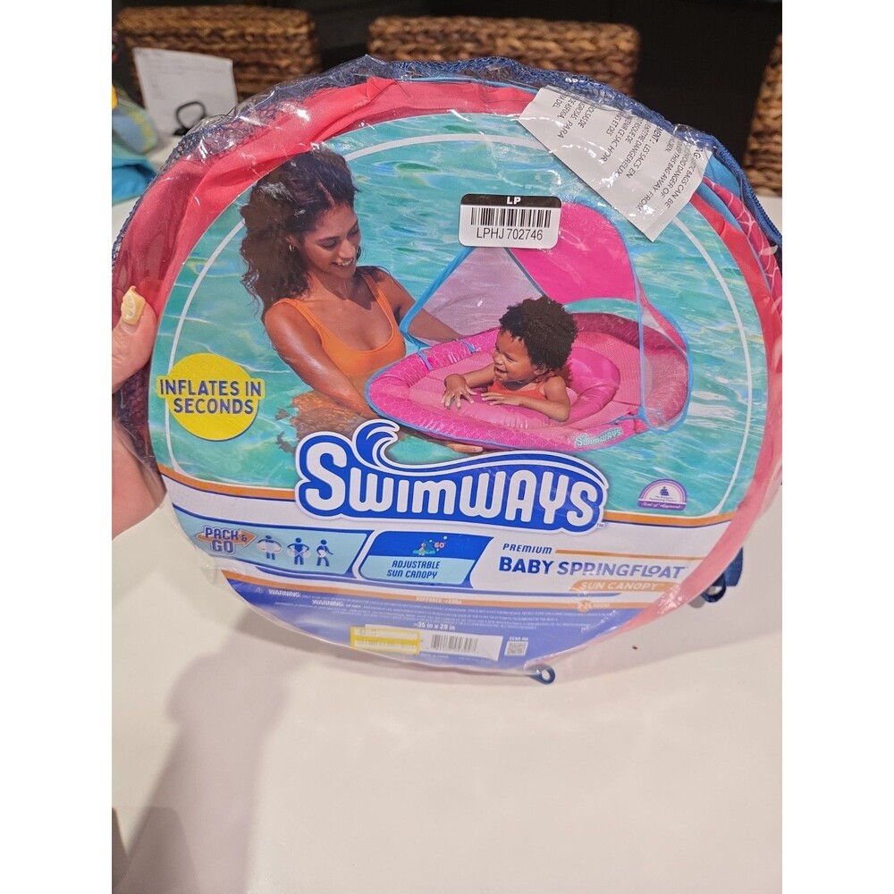 Swimways Sun Canopy Spring Float PINK Baby Pool Lounger for 9-24 months Gym